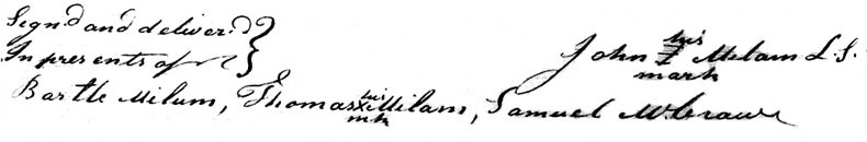 Bartel MIlam Signature 2 FEB 1785.